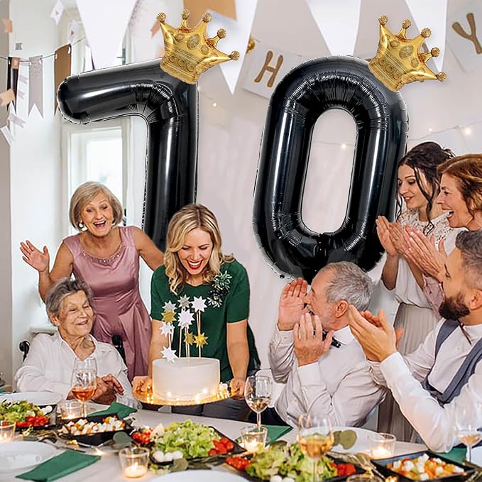 Black 30 Balloon Number with Gold Crown Balloons 40 inch 30 Birthday Balloon for 30th Birthday Party Decorations Supplies Anniversary for Men Women Him her (Foil Mylar Number 30 Balloons）
