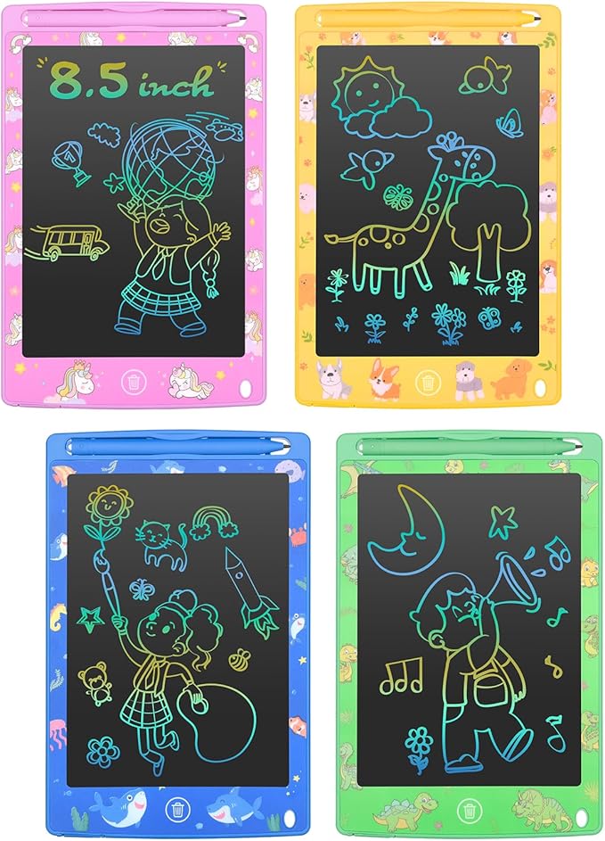 4 Pack LCD Writing Tablet for Kids 8.5 Inch Colorful Electronic Writing Drawing Pads Portable Doodle Board Gifts Travel Toys for Kids Boys Girls 3 4 5 6 Year Old