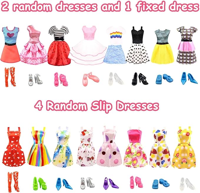 84 Pack Doll Clothes and Accessories with Doll Closet for 11.5 Inch Doll Fashion Design Kit Girl Including Wedding Dress Fashion Dress Outfits Tops and Pants Shoes Hangers Bags Necklaces