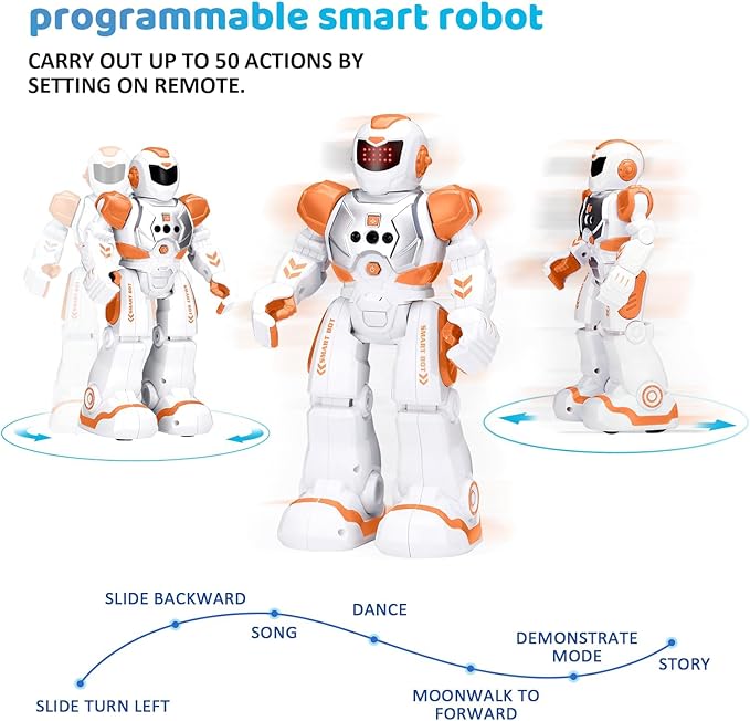 KingsDragon Robots Toy for Kids, RC Gesture Sensing Toy, Interactive Walking Singing Dancing Robot Birthday Presents for Boys Girls Age 6 7 8 9 Years Old,Orange