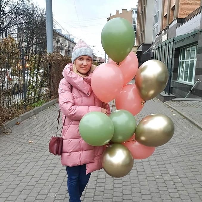 Sage Green and Dusty Pink Balloons, Retro Pink Muted Green White Gold Baby in Bloom Balloons for Girls Women Floral Fairy Wildflower Camping Birthday Woodland Baby Shower Garden Tea Party Decorations