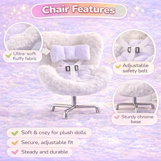 17cm Doll Car Seat and Clothes Set (No Dolls), Includes Doll Seat and 2-Pack Doll Clothes, Perfect for Play and Display, Doll Outfit Accessories for Collectors