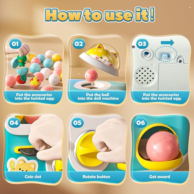 Skirfy Vending Machine Kids Toys 10 Empty Eggs Mini Vending Machine Erasers Operated Gumball Prize Machine Maker Game Claws Machine Easter Game Sensory Toys Dolls Gifts（Blue）