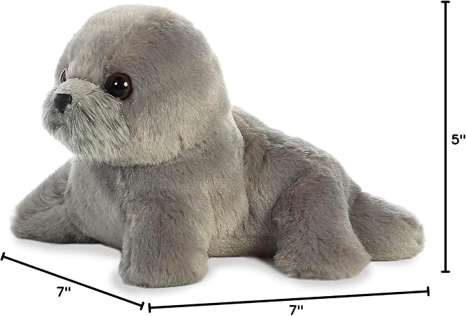 Aurora® Adorable Mini Flopsie™ Harpo Seal Stuffed Animal - Mini Companions Ready for Playful Adventures - for Kids All Ages, Toddlers, Adults, and Families - Gray 7 Inches