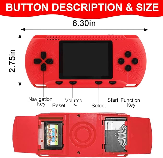 Handheld Games for Kids - Kids Video Game Player Preloaded 258 Retro Video Games, Portable Gaming Player with 3 Cartridges & 3" HD Screen Travel Electronic Toy Birthday Xmas Gift for Boys Kids 4-12