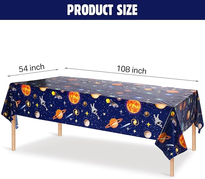 Sumind 6 Pieces Space Tablecloth Decorations Plastic Outer Solar System Table Cover Planet Design for Kids Space Theme Birthday Party Decorations and Supplies for Birthday Home, 54 x 108 Inch