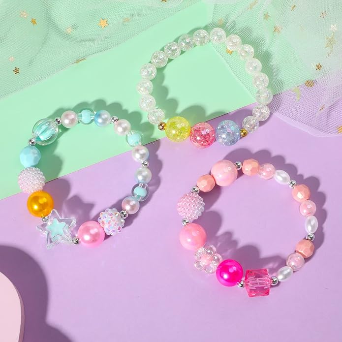 PinkSheep Toddler Jewelry Kids Necklace Choker and Bracelet 3 Pack 9pcs, Little Girls Jewelry In Box, Flower Girl Gift Kids Girls Accessories