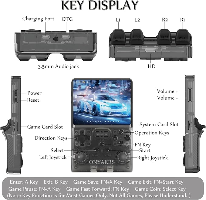 R40s Pro Handheld Game Console, Retro Gaming Console with 3.5-in IPS Screen, 256GB Memory Built-in 30,000 HD Video Games, Portable Video Game Consoles with 3800mAh Battery (Gray)