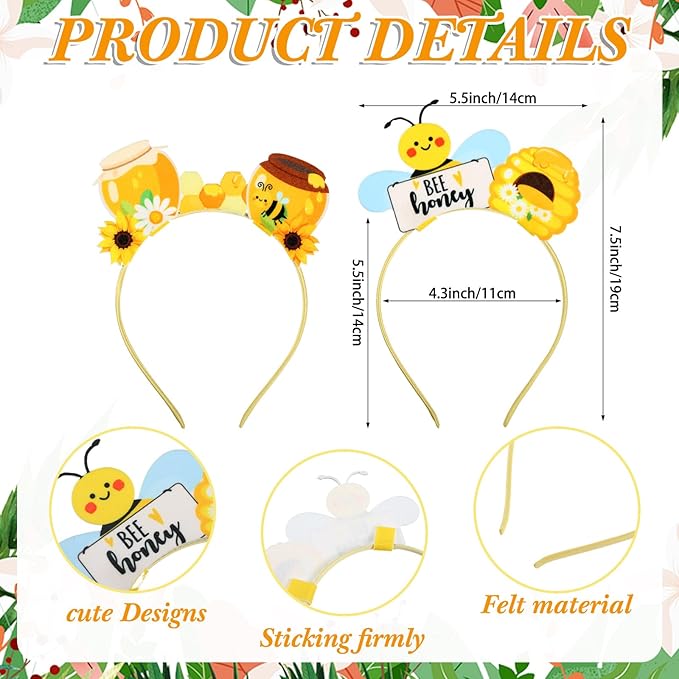 Capoda 24 Pcs Flower Honey Tentacle Headband Felt Headwear Photo Props Accessories for Themed Party Supplies