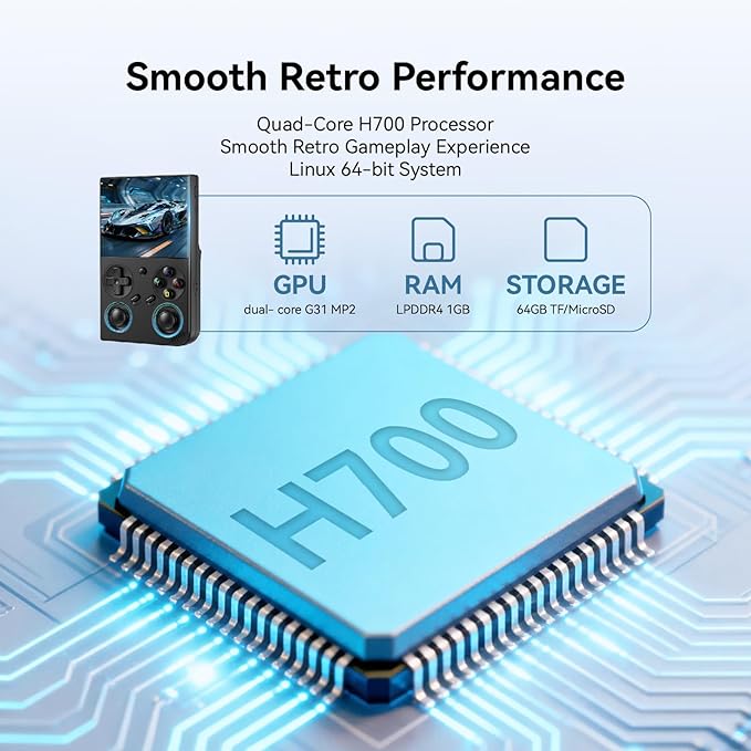 RG35XX Pro - Retro Handheld Game Console, 3.5-Inch IPS Screen, Linux OS, 64GB Card, 3200mAh Battery, WiFi & Bluetooth, HDMI Output, Includes Screen Protector & Keychain (Black)