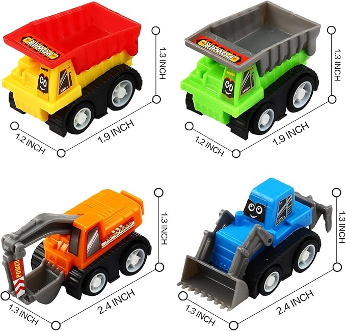 Pull Back Car, 12 Pcs Mini Truck Toy Kit Set, Play Construction Engineering Vehicle Educational Preschool for Children Boys Party Favors, Kids Birthday Game Gift Playset Classroom Reward