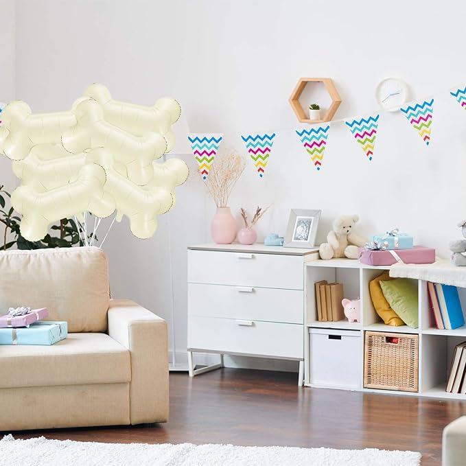 Gejoy 9 Pcs Dog Bone Balloons, Beige Aluminum Pet-themed Foil Bone Shaped Balloons Bulk, Pets Puppy Birthday Decorations Dogs Balloon for Pets Dog Birthday Party Decoration Supplies
