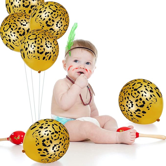 Gejoy 36 Pcs Cheetah Balloons Gold Leopard Print Balloons 12 Inch Spots Latex Leopard Jungle Animal Decorations for Cheetah Zoo Theme Birthday Party Supplies