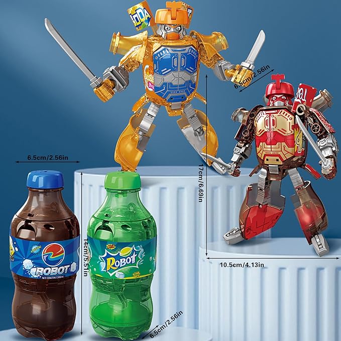 Atlodas Beverage Bottles Deformation Robot Toys, Soda Can Transforming Robot Toys for Kids Gift, Creative Soda Deformation Figures for Boys, Birthday Christmas Choice for Boyfriend (4 pcs)