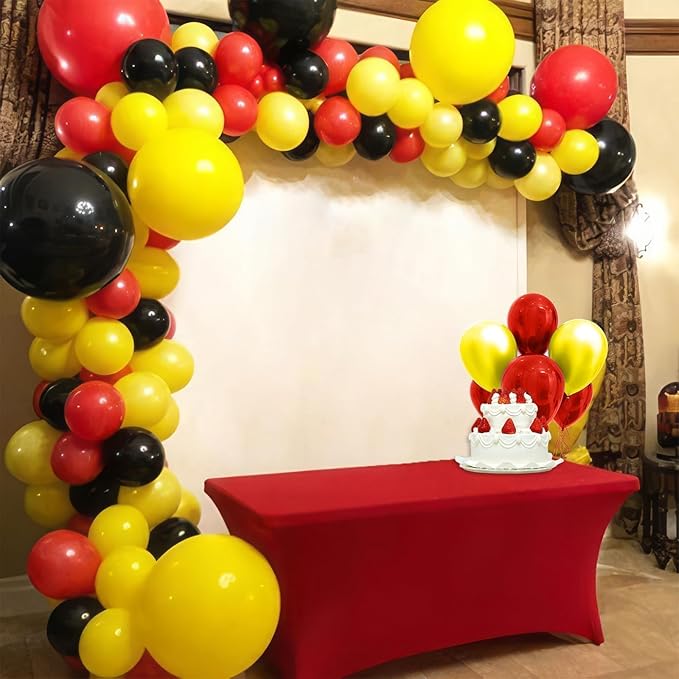 Red Black Yellow Balloons, 60 Pcs 12 Inch Energy Lightning Theme Balloons for Kids Adventure Birthday Party, Game Action Baby Shower Decorations