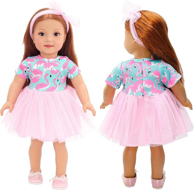 BARWA Doll Clothes and Accessories for 18 inch Girl Dolls Mermaid Casual Tutu Dress, Outfits, Swimsuit, Underwear… (C: Tutu Dress)