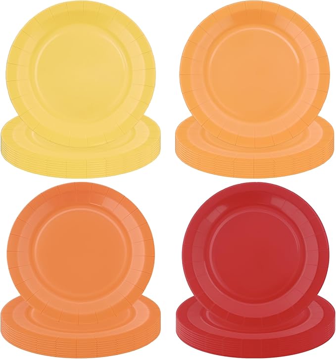 48PCS Fall Thanksgiving Plates, Fall Paper Plates Autumn Party Tableware for Birthday Harvest Holiday Friendsgiving Thanksgiving Party Supplies, 7 Inch