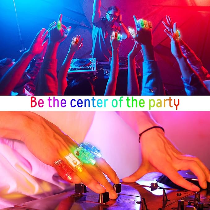 Chivao 200 Pcs LED Finger Lights Mini Finger Flashlights Light up Ring Sticks for Adults Glow in The Dark Party Favors Birthday Rave Party Supplies, 5 Colors