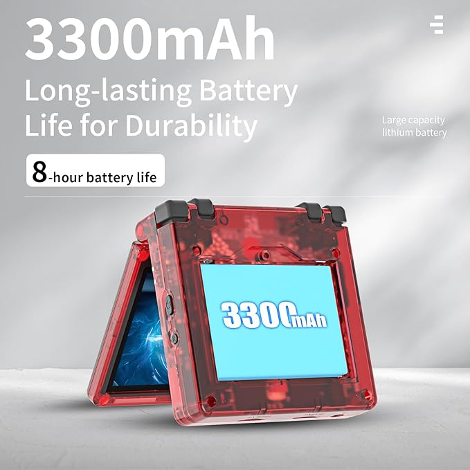 RG35XXSP FILP Retro Handheld Game Console 3.5-inch 640*480 IPS Screen 3300mAh Built-in 64G TF Card Supports Multiple Simulators Linux System with Screen Protector Red