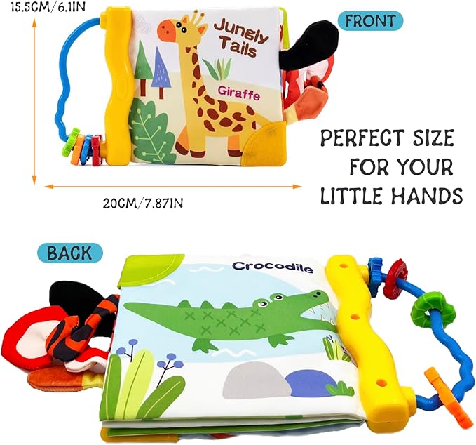 Soft Cloth Baby Book,Touch Feel Cloth Crinkle Books for Infant Baby 6-12 Months,Learning Education Soft Sensory Toy,Teether,Shower Gifts for Boys Girls (Giraffe-with Handle)