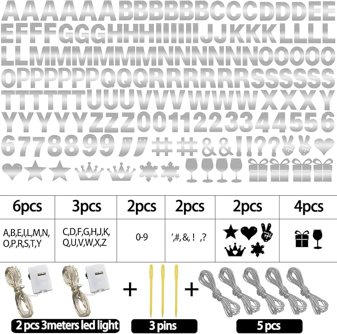 175Pcs DIY Glitter Customizable Banner Kit Happy Birthday Letters Banner Winter Wonderland Banners Snowflakes Personalized Banners Decor Baby Shower Birthday Party Decorations Supplies(Shiny Silver)