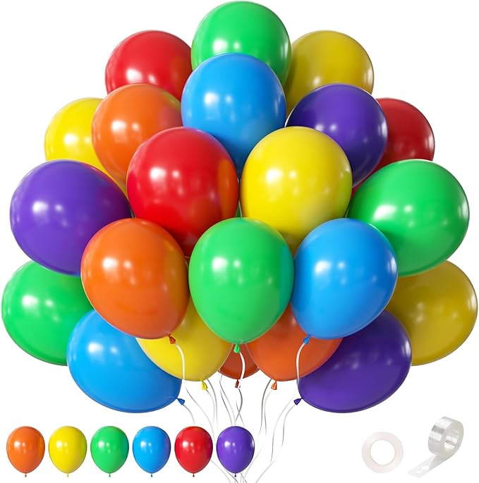 Rainbow Balloons 60 Pcs 12 Inch Latex Colorful Balloons for Balloon Garland or Arch as Birthday Party Baby Shower Wedding Party Decoration