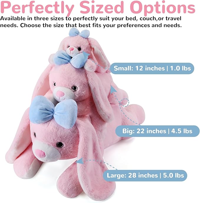 Bunny Weighted Stuffed Animals - 28 Inch 5.0 Pounds Weighted Plushies Rabbit - Large Plush Bunny Stuffed Animals Pillow - Cute Plush Toys Gifts for Kids & Adults