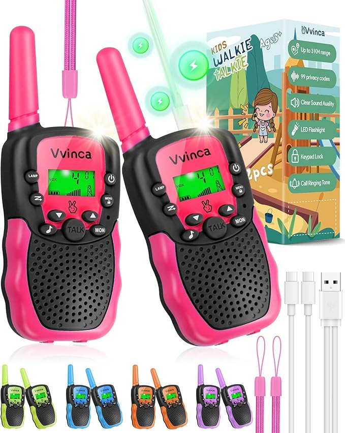 Vvinca Toys for Ages 5-7 Boys Girls, Rechargeable Walkie Talkies for Kids