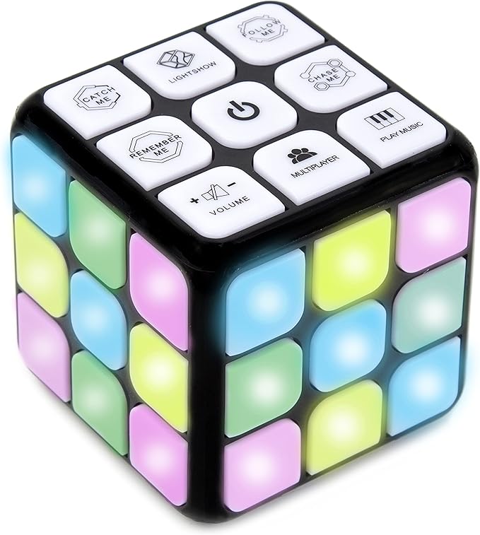 Toysery Flashing Cube Electronic Memory & Brain Game. 7-in-1 STEM and Handheld Learning. Ages 8+ Years