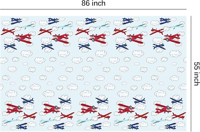 Airplane Party Decorations Tablecloth Boy's Birthday Baby Shower, 3 Pack Disposable Aviation Theme Airplane Birthday Party Supplies Tablecover, 55in x 86in
