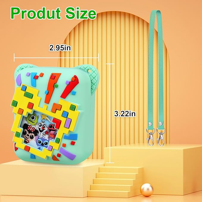 RAIALL Silicone Cover Case for Bitzee Disney Interactive Toy Digital Pet, Kids Protective Bitzee Disney Virtual Electronic Pet Lanyard Silicone Holder, Portable Travel Soft Silicone Sleeve, Green