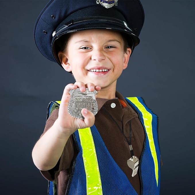 6Pcs Police Pretend Play Toys Set,Kids Detective Set Accessories,Police Officer Costumes with Sunglasses,Badges,Handcuffs,Police Baton,Whistle for Kids