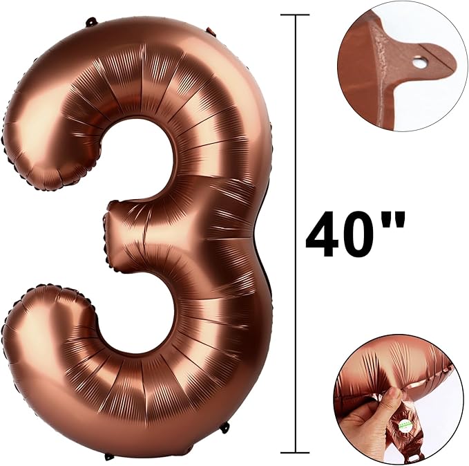 40 Inch Dark Brown Balloon Number 23,Chocolate Jumbo Mylar Foil Helium Balloon for 23th Digital Balloons for Birthday Party,Wedding Anniversary Party Decorations