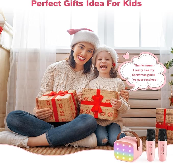 Mini Karaoke Machine with 2 Wireless Microphones, 2026 TOP Kids Portable Bluetooth Karaoke Machine for 3, 4, 5, 6, 7, 8, 9,10,11,12+Year Old, Christmas Birthday Gifts for Girls Boys Adults Home Party