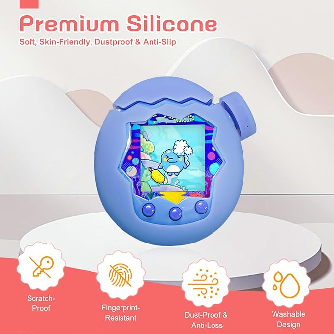 for Tamagotchi Paradise Case– Silicone Hard Shell Cover for Tamagotchi Paradise Electronic Pet,Waterproof Sweatproof Washable Shockproof Anti-Drop 360°Full Protection(Luminous Blue)