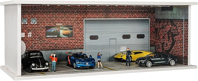 1:64 Car Model Display Case with Lights for Hot Wheels,Matchbox Cars,Diecast Alloy Small Truck Collectibles Storage Box (Garage NO.5)