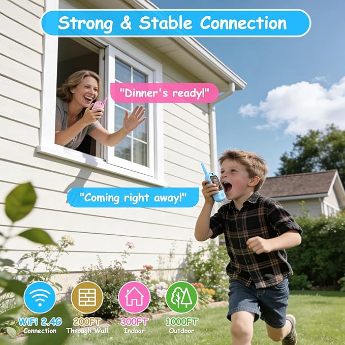 Video Walkie Talkies for Kids with Front and Rear Cameras, 2 Pack Rechargeable Kids Walkie Talkies with Real-Time Video, Long Range Walkie Talkie Toys for Camping Hiking Indoor Outdoor Boys Girls