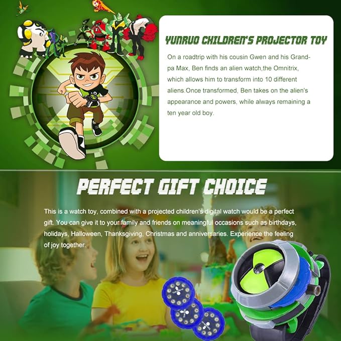 Cartoon Projector Watch Toy for Alien Force and Mysterious Projection Action Figures Model Toy for Kids Birthday Party Supplies