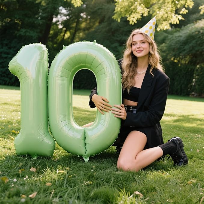 40 Inch Olive Green Balloon Number 0 Balloon,Jumbo Mylar Foil Helium Balloon for 10 20 30 40 50 60 70 80 90 100 2025 Birthday Digital Balloons for Birthday Party,Wedding Anniversary Party Decorations