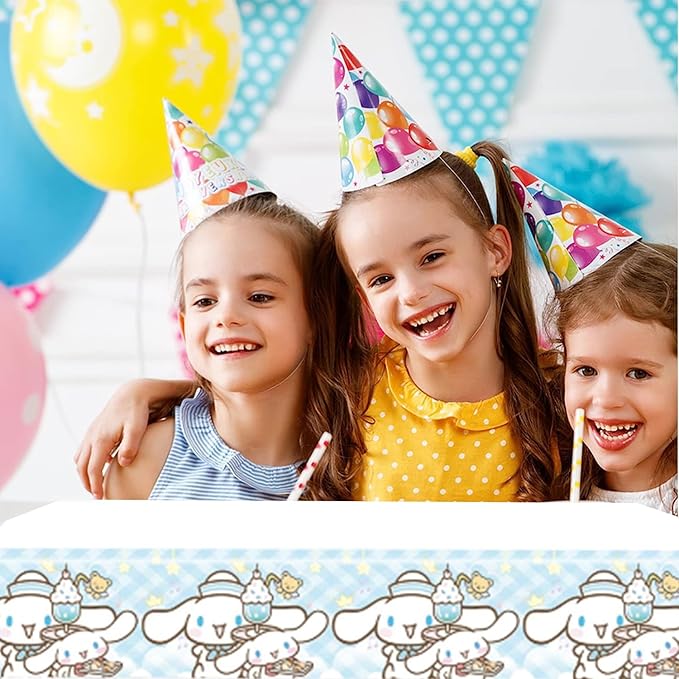 2Pack Cinnamoroll Tablecloth Disposable Tablecloth Birthday Party Supplies and Decorations for Kid Boy Baby Shower Rectangle Tables 70"X42"