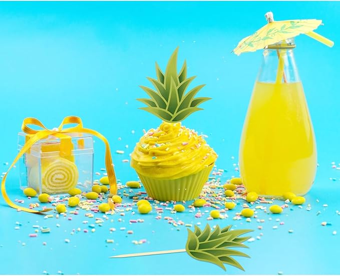 24pc Tropical Aloha Cupcake Toppers - Luau Hawaiian Theme Decorations for Baby Showers & Parties