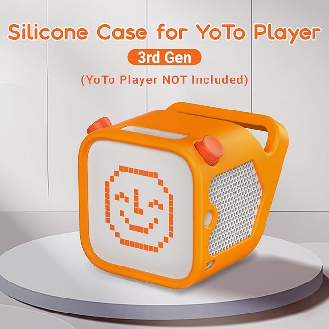 Silicone Case for Yoto Player (3rd Gen.), Anti-Slip Skin Cover,Orange