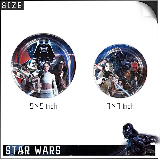 41Pack Star War Party Supplies include 20 plates, 20 napkins 1 Tablecloth for Star War birthday party decoration