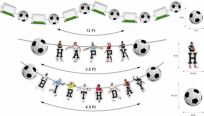 Soccer Football Theme Birthday Party Supplies – Sports Inspired Party Decoration Set for Birthday Celebrations and Themed Events, Decorative Table Styling Items for Dessert Displays.
