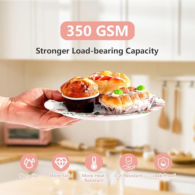 96 Pcs Ice Cream Bridal Shower Decorations Disposable She's Been Scooped Up Paper Plates and Napkins Pink Floral Tableware Set for Women Bridal Shower Wedding Engagement Bachelorette Party Supplies