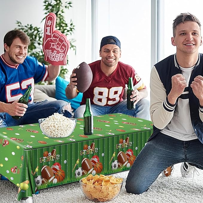 Sports Theme Birthday Party Supplies,3pcs Sports Plastic Tablecloths Disposable All Star Table Covers Soccer Basketball Baseball Football Theme Table Cloth Decoration