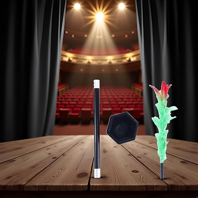 1Set Black Magic Wand to Flower for People Playing Toys,Novelty and Gag Toys,Magic Trick Wand,Magicians Tricks Close-up Magic Prop Magic Flower Stick Kits and Accessories,Games