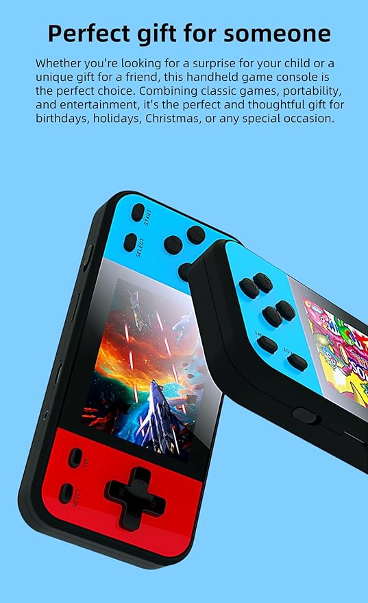 JXD Mini 3-inch LCD Screen Retro Video Game Console with 240 Games Connects to TV Children's Handheld Electronic Game Puzzle Toys Christmas Travel and Leisure Essential