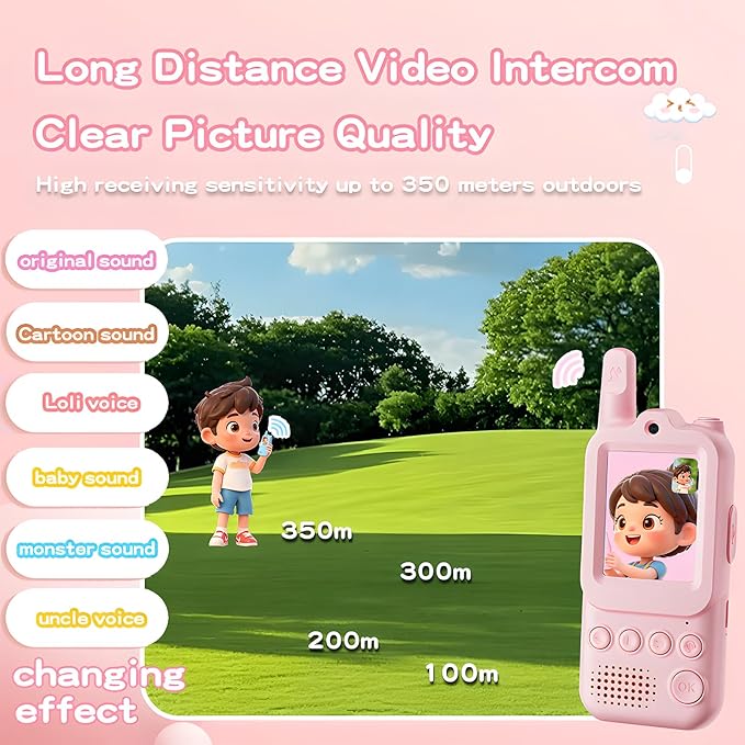 Upgraded Video Walkie Talkies for Kids Ages 3–10, Kids Walkie Talkies 2 Pack with with Micro Chat and Games, Interactive Video and Long Range, Rechargeable Outdoor Camping Gift for Boys & Girls