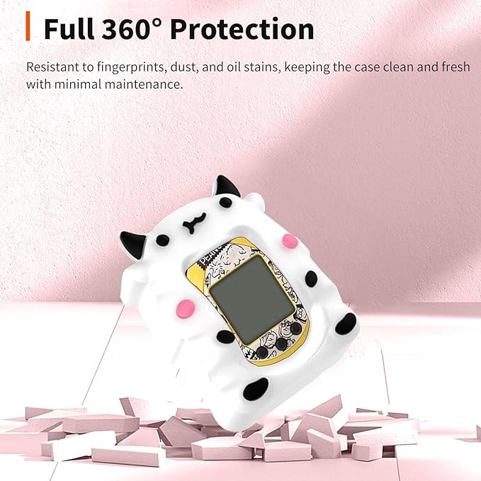 Case for Tamagotchi Nano with Lanyard – Cute Cartoon Silicone Protective Cover for Kids, Soft & Shockproof Shell for Tamagotchi Virtual Pet Keychain, Anti-Drop Holder Accessory (White)